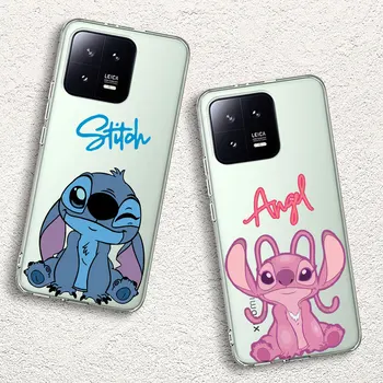 Love Lilo Stitch Cartoon Angel Case за Xiaomi Mi 11T 10T Pro Note 10 A2 9T 8 Lite 11i 11Ultra 13 12T прозрачен TPU капак