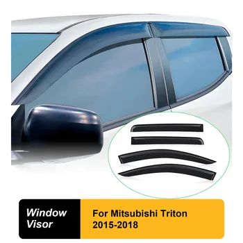  Визьор за автомобилни стъкла ЗА Mitsubishi Triton 2015 2016 2017 2018 Страничен прозорец Дефлектор Дъждовни метеорологични щитове 4PCS / SET за двойна кабина