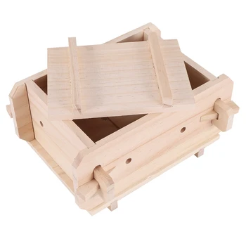 Tofu Mold Tool, подвижна дървена преса кутия, домашна кухня Tofu Maker Press Mold Kit за DIY тофу мухъл готвене ръчно изработени