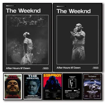 2023 Рапърът The Weeknd Маска Комплект плакати Хип-хоп музикален албум Starboy Къща на балоните Комикс платно печат за стена арт стая декор