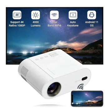 XIAOXI проектор 1080P FULL HD 12000 лумена Wifi BT лъч проектор Android 11.0 Поддръжка 4k проектор За проектор за домашно кино