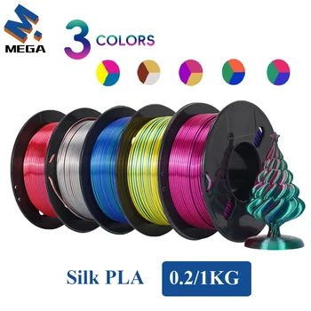 Трикольор 3D принтер с нажежаема жичка коприна PLA 3/21 цветен 3D печат пластмасови материали 1.75mm 200g макара не балон многоцветен