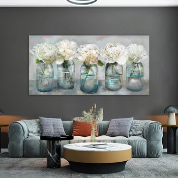 Едно парче божур плакати бели цветя платно отпечатъци стена картина за хол безплатна доставка Живопис дома декорация без рамка