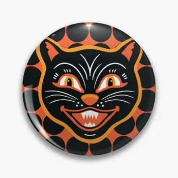 Хелоуин реколта черна котка мек бутон ПИН любовник карикатура ревера ПИН жени бижута творчески брошка подарък яка декор метална шапка