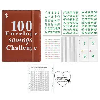 100 Плик предизвикателство класьор A5 бюджет класьор със 100 джобове, за да спаси 5 050 пликове спестяване на пари предизвикателство бюджет класьор за