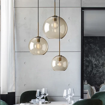 Модерен минималистичен стъклен таван лампа висулка светлини скандинавски текстура LED трапезария стая творчески хол осветление дома декор