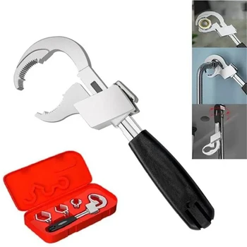1 комплект универсален регулируем гаечен ключ с 3 патронника многофункционален двоен край гаечен ключ баня ремонт ръчен инструмент