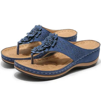2024 Дамски сандали Бохемия стил летни обувки Дамски токчета Сандали Цветя Клинове Обувки Sandalias Mujer Beach Дамски джапанки