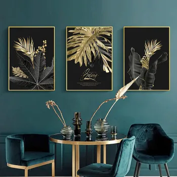Nordic плакат лист растение плакат и печат абстрактни тропически листа платно живопис стена изкуство модерни модулни картини стая декор