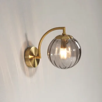 Модерна стенна лампа до скандинавската спалня стъклена топка LED стенни осветителни тела Фон на хола Wandlamp осветление Стълбищни светлини