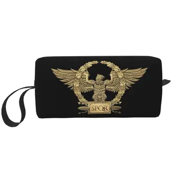Travel Gold SPQR Римски царски орел тоалетна чанта Kawaii козметичен грим организатор за жени красота съхранение Dopp комплект случай