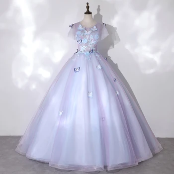 2023 Нови сладки рокли Quinceanera Classsic лъжичка врата без ръкави абитуриентски рокли дантела апликации пеперуда топка рокли по поръчка