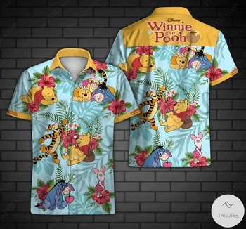 Ризата на Мечо Пух Тропическата гора на Дисни навсякъде 3D хавайска плажна риза Алоха Дисни Мечо Пух хавайска риза
