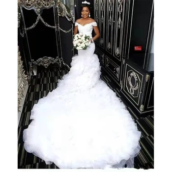 Африкански сватбени рокли Булчинска рокля Нов стил русалка дантела 2024