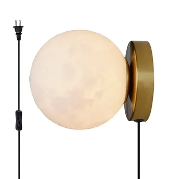 Модерен и минималистичен 3D печат на лунни стенни лампи, коридорни стенни лампи, нощни фонови стенни лампи, кръгли плакетни лампи