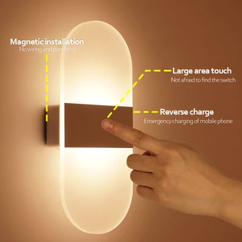 Fixture стена светлина Sconce вътрешен сензор за движение осветление безжични светлини за стена лампа нощно шкафче батерия лампа USB презареждане