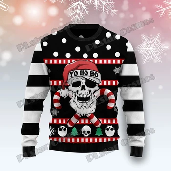Череп Creepmas Коледа дизайн 3D отпечатани мъжки грозен коледен пуловер зимата унисекс случайни топло плета пуловер пуловер MY07