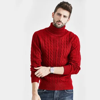 Момчета червени реколта пуловери зимни зимни райета поло мъже дълъг ръкав пуловери хлабав трикотажни плета отгоре извънгабаритни трикотаж