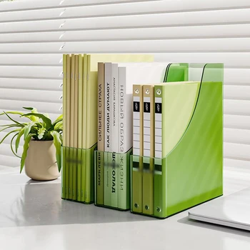 Прозрачна стойка за книги за съхранение на книги Държач за книги с голям капацитет Офис документи A4 Desktop Storage Box