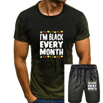 Аз съм черен всеки месец T риза история месец афро-американски памук тениска за мъже открит върховете риза нов дизайн High Street