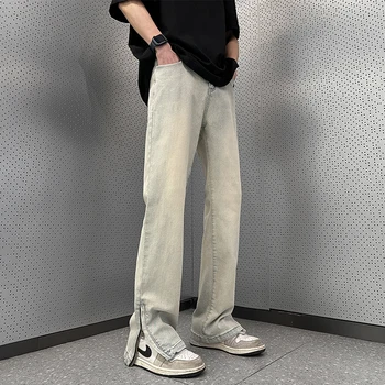 LAPPSTER-Youth Tie Dye Y2k Streetwear Jeans 2023 Zipper Hip Hop 2000s Дрехи Дънки Панталони Корейска мода Дънкови панталони Harajuku
