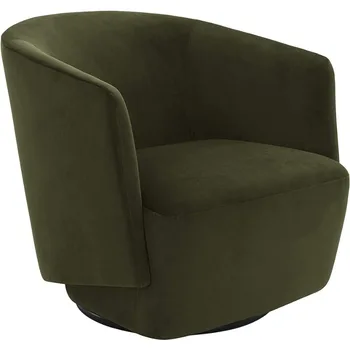 Нит Coen Модерен кадифен тапициран акцент въртящ се стол, горски зелен, 31