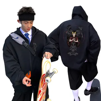 Японско аниме Haikyuu цип качулка Nekoma гимназия Кенма Kozume печат цип нагоре суитчър мъже манга извънгабаритни яке