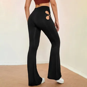Дамски кух дизайн Тесни разкроени панталони Секси повдигане на задните части Четири листа кухи панталони модел еластични панталони за свободното време