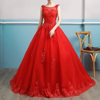 Ashely Alsa елегантни червени рокли Quinceanera 16 година момичета O-образно деколте топка рокля булката роба де Mariage абитуриентски парти рокля Vestidos AA434