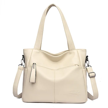 Луксозни кожени чанти за рамо за жени Fahion женски купувач чанта дизайнер голям капацитет чанти дами пратеник чанта