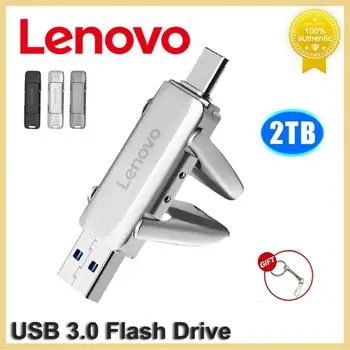 Lenovo USB Memoria 2TB OTG Metal USB 3.0 Type C Pen Drive Key USB 1TB 512GB Високоскоростен Pendrive 256GB Mini Flash Drive 128GB USB