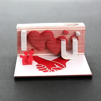 Романтична любов 3D бележник Memo Pad Хартиени бележки Omoshiroi блок за Свети Валентин сватба годишнина рожден ден подарък бюро декор