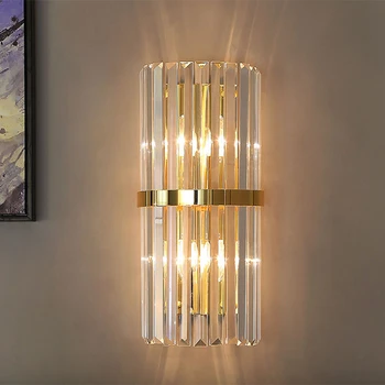 Светлина Луксозна LED лампа за стена Кристална стенна светлина Модерни скандинавски свещи Вътрешно осветление Домашен декор за хол Спалня Нощно шкафче