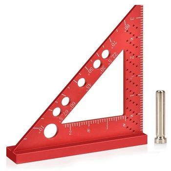 1 комплект червена алуминиева сплав 90 градуса мини дърводелец квадрат с дупки за писари, прецизен дървообработващ машинен измервателен инструмент