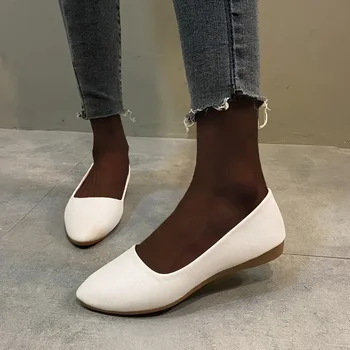 2023 Гореща продажба Дамски обувки Основни дамски апартаменти Кратки ежедневни апартаменти Жените посочиха пръсти приплъзване на меки дънни обувки Дами Сапатос