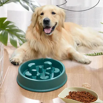Pet Dog Slow Feeder Bowl Puppy Non Slip Puzzle Bowl Anti-Gulping Pet По-бавна храна Хранене ястия Куче купа за средни малки кучета