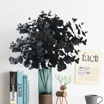 реалистичен черен евкалипт листа сватбена фотография фестивал парти декорация занаяти цвете подреждане DIY занаят за дома