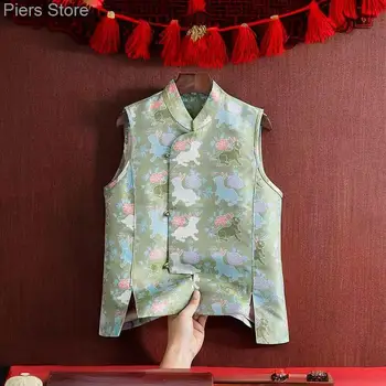 Нова реколта етнически жилетка върховете китайски стил отпечатани ханфу блуза жени Китай традиционно облекло Tang костюм Blusas Gilet риза