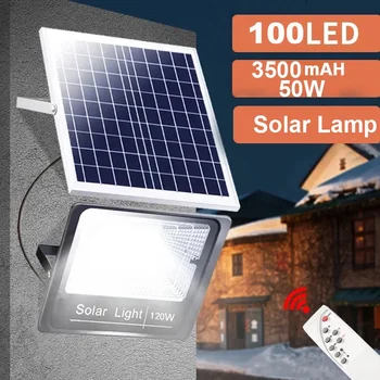 Външни слънчеви светлини LED Refletor слънчеви прожектори за градинска водоустойчива мощна стенна лампа със слънчев панел 5M кабел