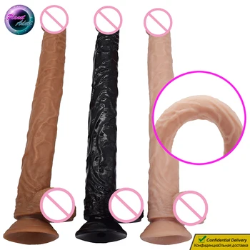 41*4cm Мек PVC дълъг вибратор голям пенис реалистичен пенис жени мастурбатор възрастни секс играчки за женски путка вагина гей анален sexshop
