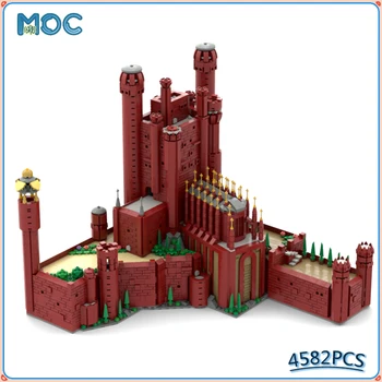 MOC Средновековен замък Червеният Дръжте градивни блокове Държава Град Вила Замък Тухли Modle Set Пъзел образование играчки за подаръци