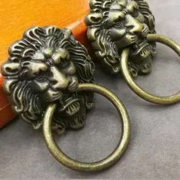 Creative мебели бронзов античен лъв главата копче пръстен чекмедже дръпнете дръжка