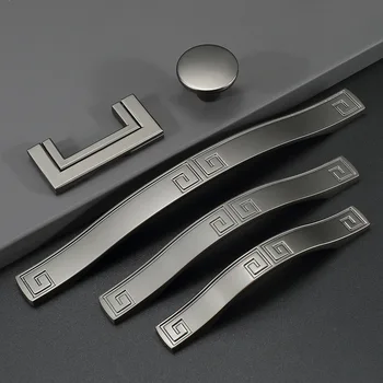 Китайски прост стил сив чекмедже копчета Zine сплав мебели врата дърпа дръжки за скрин шкаф шкаф кухненско копче