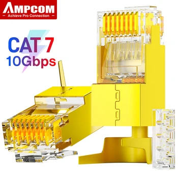 AMPCOM CAT7 RJ45 конектор с товарна лента, костюм от две части 10Gbps STP модулен щепсел за cat7 CAT6A 23-26AWG екраниран Ethernet кабел