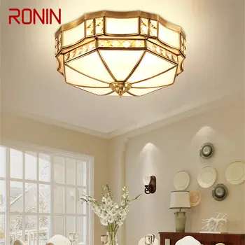 RONIN модерен реколта творчески месинг таван лампа светлина луксозни LED медни тела декор за дома спалня веранда