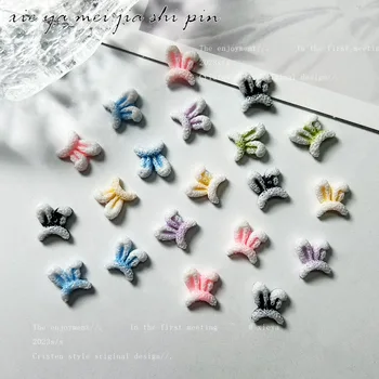 50pcs/lot Светят в тъмно Kawaii заешки уши дизайни нокти смола скъпоценни камъни сладък уникален дизайнер сексапил бижута за нокти