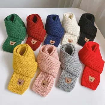 Сладък детски шал висококачествен плътен цвят есен зима поддържа топъл шал плетена врата яка дете