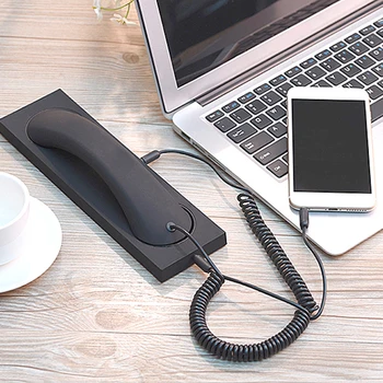 Универсален ретро телефон приемник слушалка смартфон повикване слушалки 3.5mm стационарен телефонен микрофон