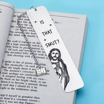Funny Metal Bookmark With Tassel Pendant Book Lover Хумор Peeking Jesus Book Marker For Page Books Readers Bookmark Gift