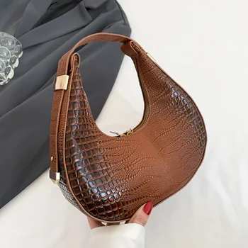 Нов крокодил модел рамо чанта модни чанти Hobos подмишниците чанти за жени случайни малки горната дръжка чанта